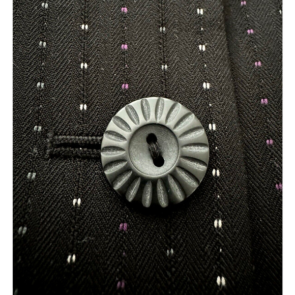 Classiques Entier Blazer 8 Petite Black 3-Button Jacket Dots Career Business - Picture 8 of 13